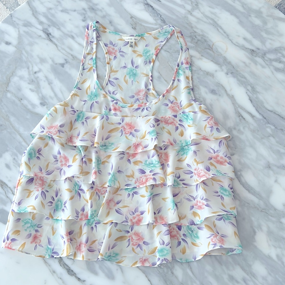 Silk style floral tank EUC